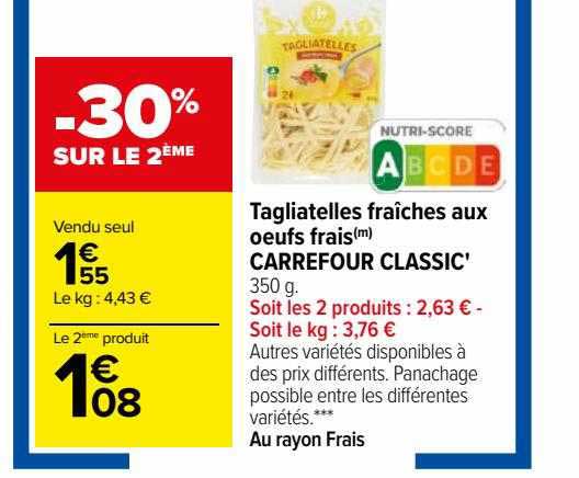 Tagliatelles Fraîches Aux œufs Frais Carrefour Classic'