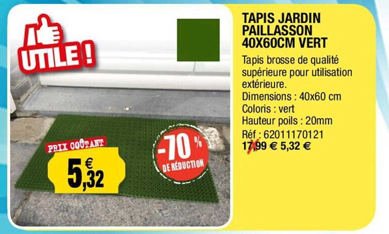 tapis jardin paillasson 40x60cm vert -70% de réduction