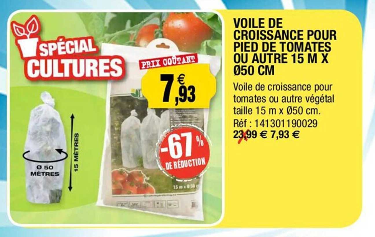 voile de croissance pour pied de tomates ou autre 15 m x ø 50 cm