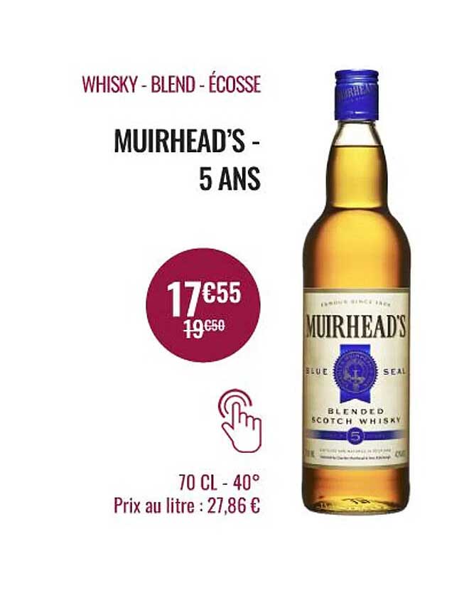 whisky - blend - écosse muirhead's - 5 ans