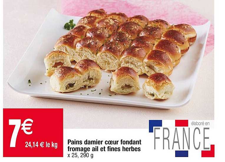 Pains Damier Cœur Fondant Fromage Ail Et Fines Herbes