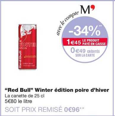 "red bull" winter édition poire d'hiver"