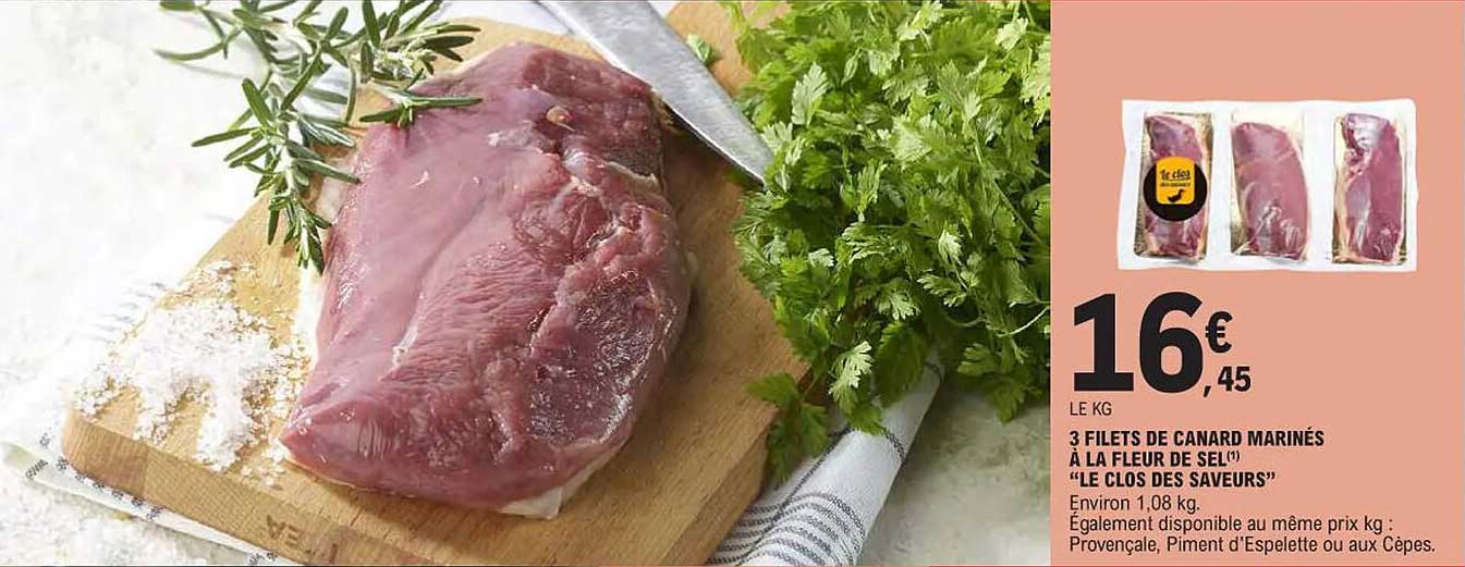 3 filets de canard marinés à la fleur de sel "le clos des saveurs"