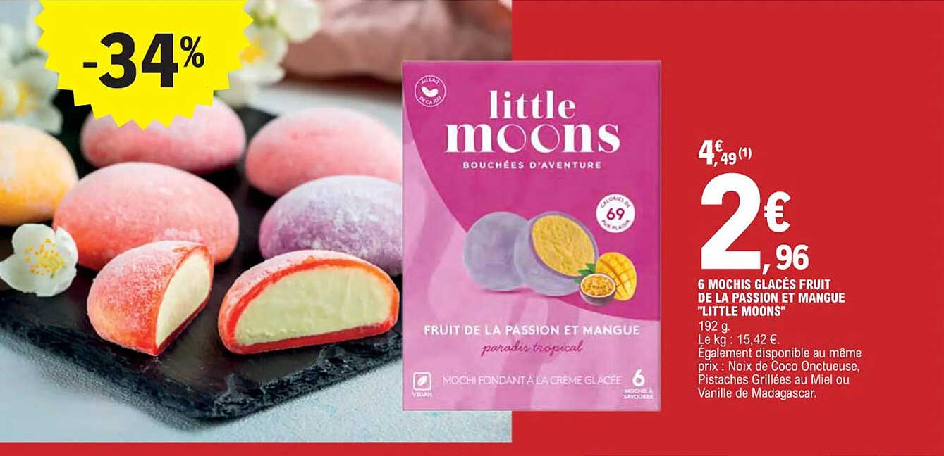 6 mochis glacés fruit de la passion et mangue "little moons"