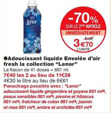 adoucissant liquide envolée d'air fresh la collection "lenor"