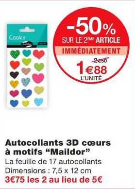 autocollants 3d cœurs à motifs "maildor"