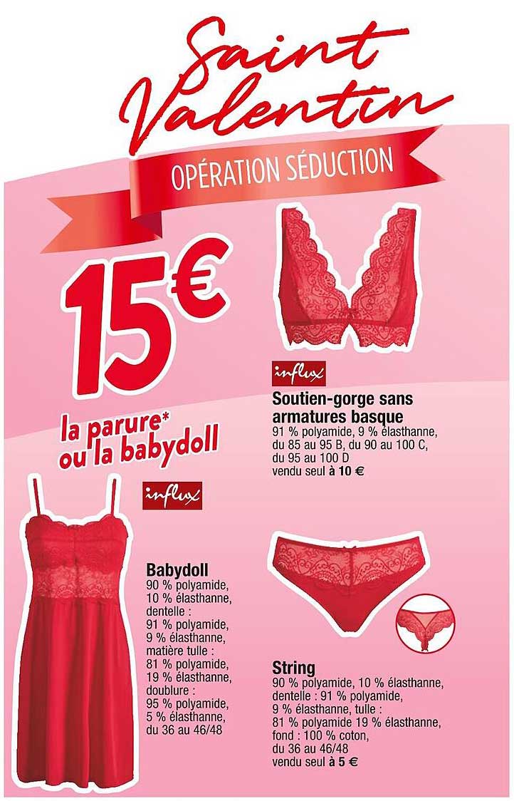 babydoll influx, soutien-gorge sans armatures basque influx, string influx