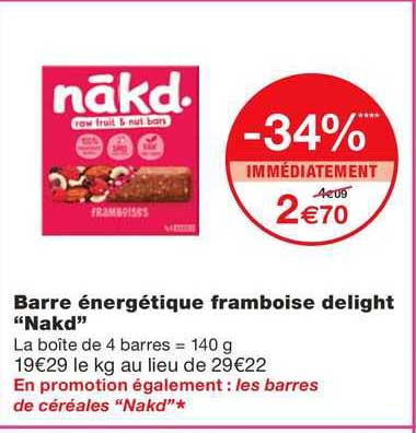 barra énergétique framboise delight "nakd"