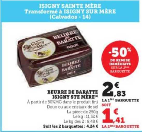 beurre de baratte isigny ste mère