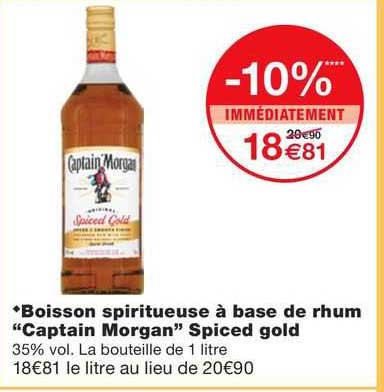 boisson spiritueuse à base de rhum "captain morgan" spiced gold