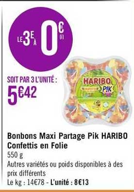 bonbons maxi partage pik haribo confettis en folie