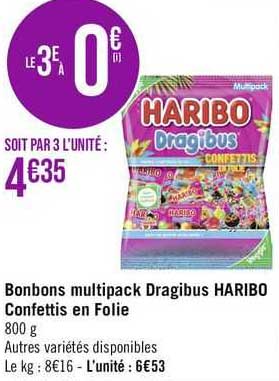 Bonbons Multipack Dragibus Haribo Confettis En Folie