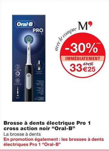 brosse à dents électrique pro 1 cross action noir "oral-b"