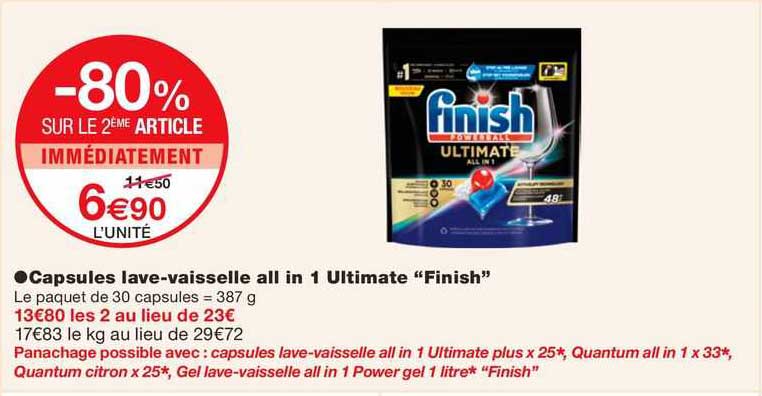 capsules lave-vaisselle all in 1 ultimate "finish"