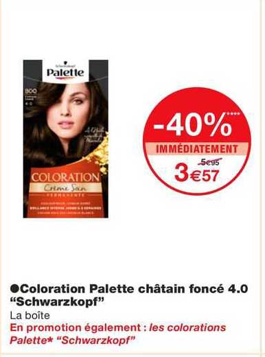 coloration palette châtain foncé 4.0 "schwarzkopf"