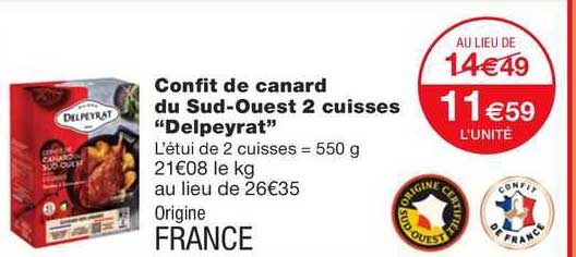 confit de canard du sud-ouest 2 cuisses "delpeyrat"