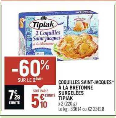 coquilles saint-jacques à la bretonne surgelées tipiak