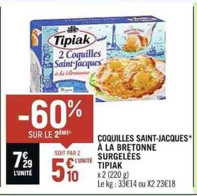 coquilles saint-jacques à la bretonne surgelées tipiak