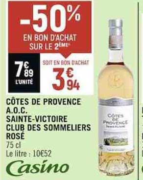 côtes de provence a.o.c. sainte-victoire club des sommeliers rosé