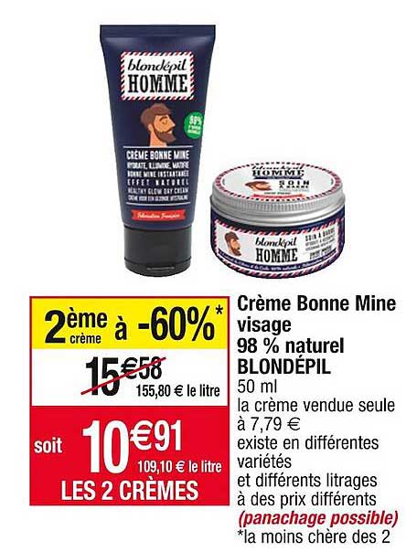 crème bonne mine visage 98% naturel blondépil