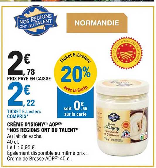 crème d'isigny aop "nos régions ont du talent"