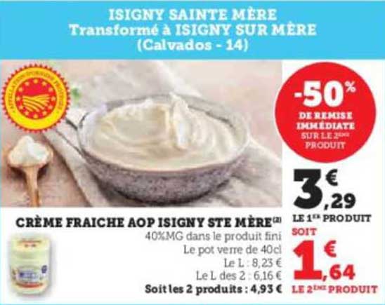 crème fraîche aop isigny ste mère