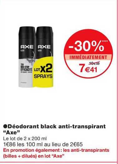 déodorant black anti-transpirant "axe"
