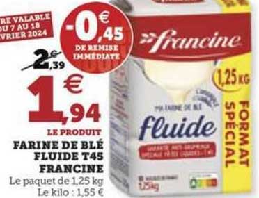farine de blé fluide t45 francine