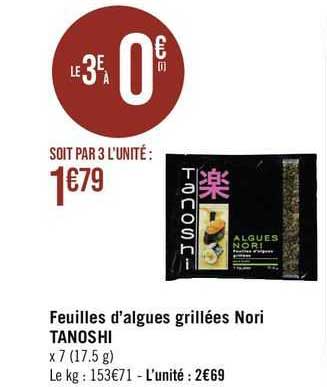 feuilles d'algues grillées nori tanoshi