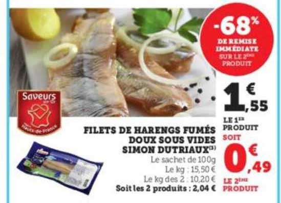 filets de harengs fumés doux sous vides simon dutriaux