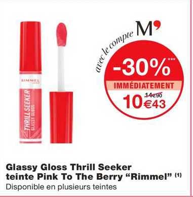 glassy gloss thrill seeker teinte pink to the berry "rimmel"