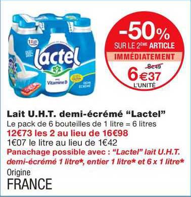 lait u.h.t. demi-écrémé "lactel"