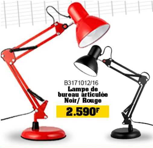 lampe de bureau articulée noir/rouge