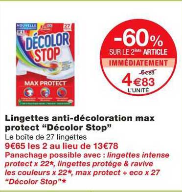 lingettes anti-décoloration max protect "décolor stop"