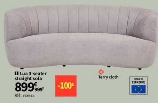 lua 3-seater straight sofa