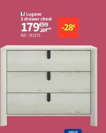 lugano 3 drawer chest