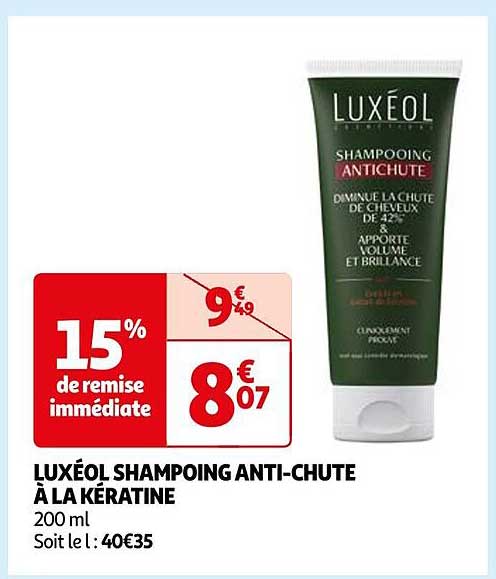 luxéol shampoing anti-chute à la kératine