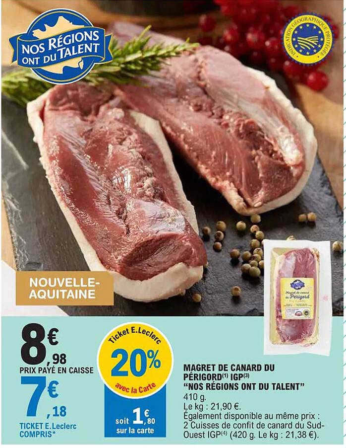 magret de canard du périgord igp "nos régions ont du talent"