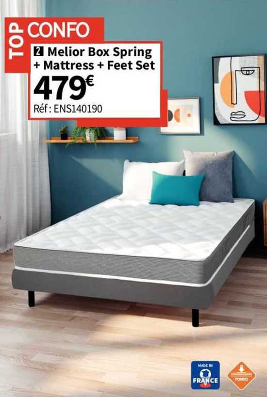 melior box spring + mattress + feet set