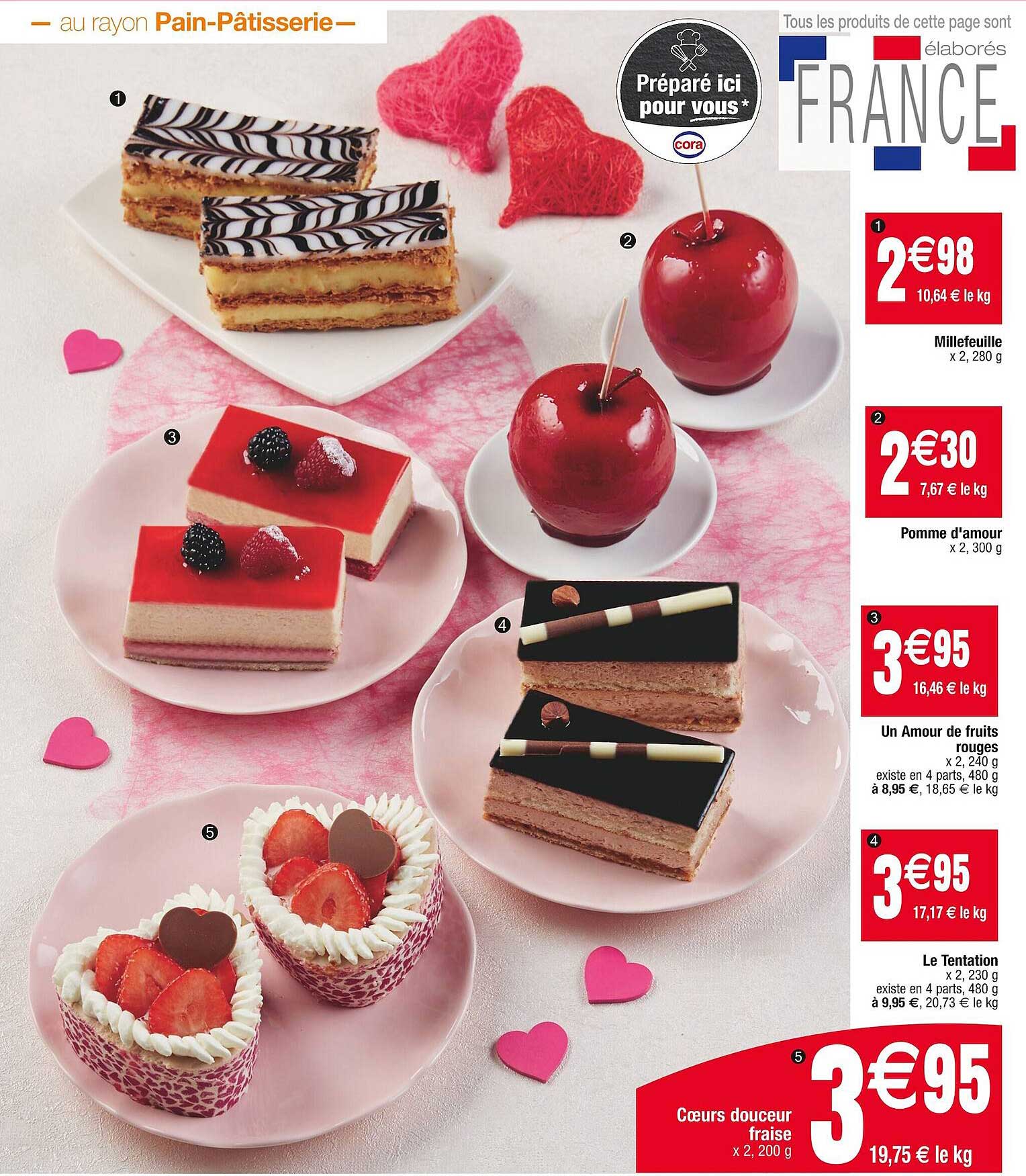 millefeuille, pomme d'amour, un amour de fruits rouges, le tentation