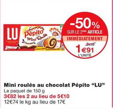 Mini Roulés Au Chocolat Pépito "lu"