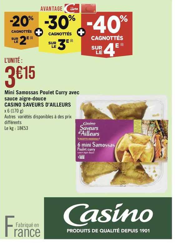 mini samossas poulet curry avec sauce aigre-douce casino saveurs d'ailleurs