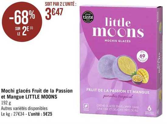 mochi glacés fruit de la passion et mangue little moons