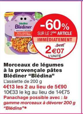 morceaux de légumes à la provençale pâtes blédiner "blédina"