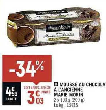 Mousse Au Chocolat à L'ancienne Marie Morin