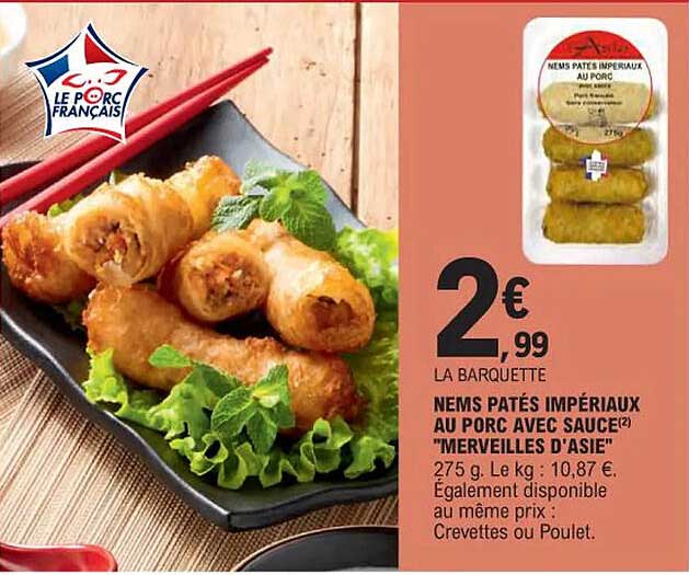 nems pâtés impériaux au porc avec sauce "merveilles d'asie"