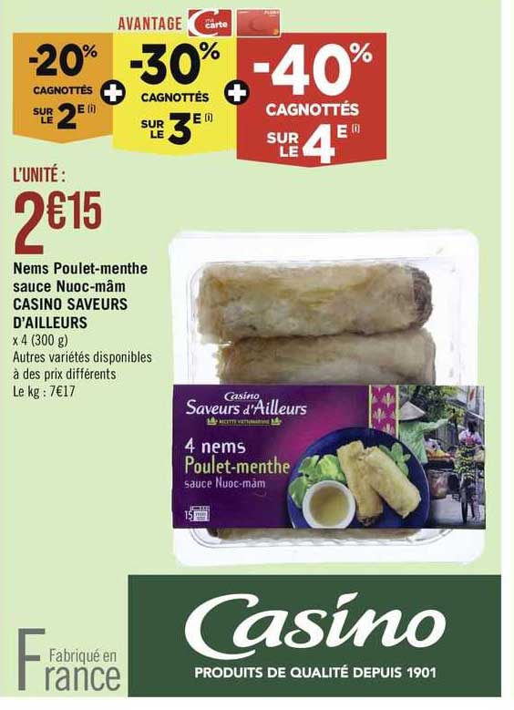 nems poulet-menthe sauce nuoc-mâm casino saveurs d'ailleurs