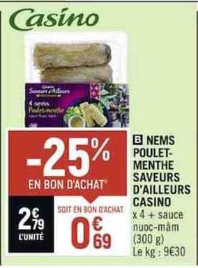 nems poulet-menthe saveurs d'ailleurs casino