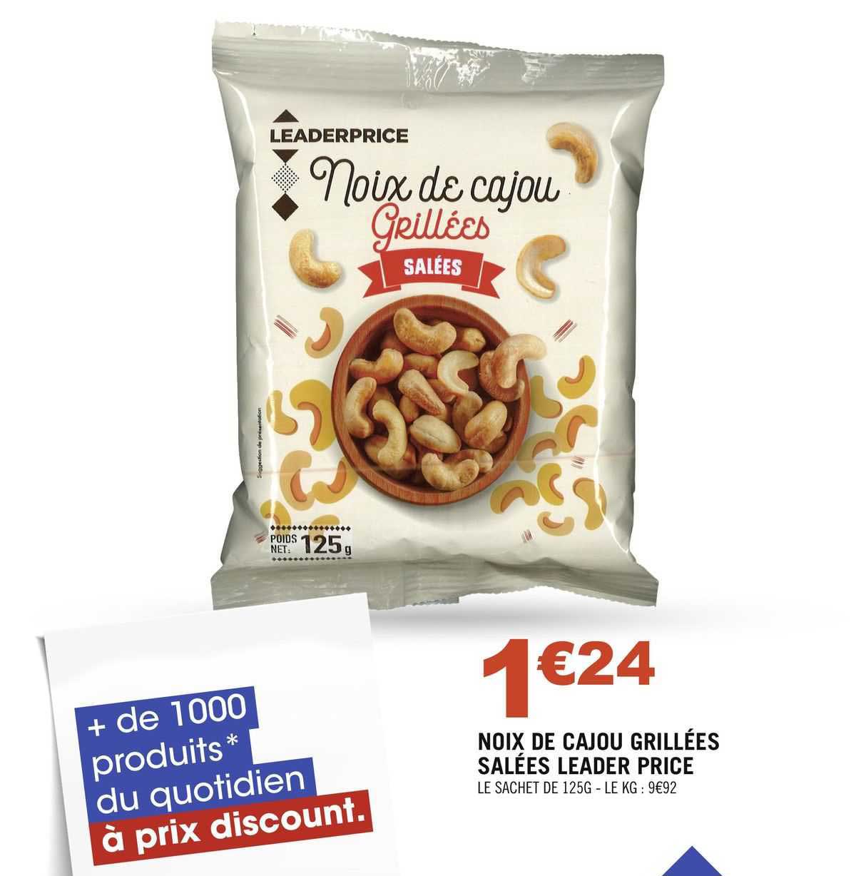 noix de cajou grillées salées leader price