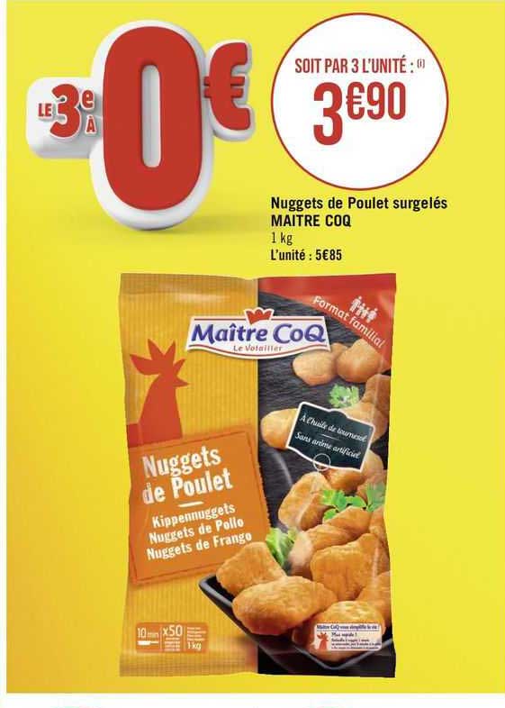 nuggets de poulet surgelés maître coq